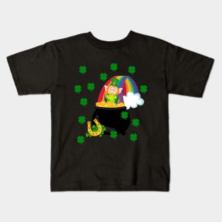 leprechaun on rainbow Kids T-Shirt